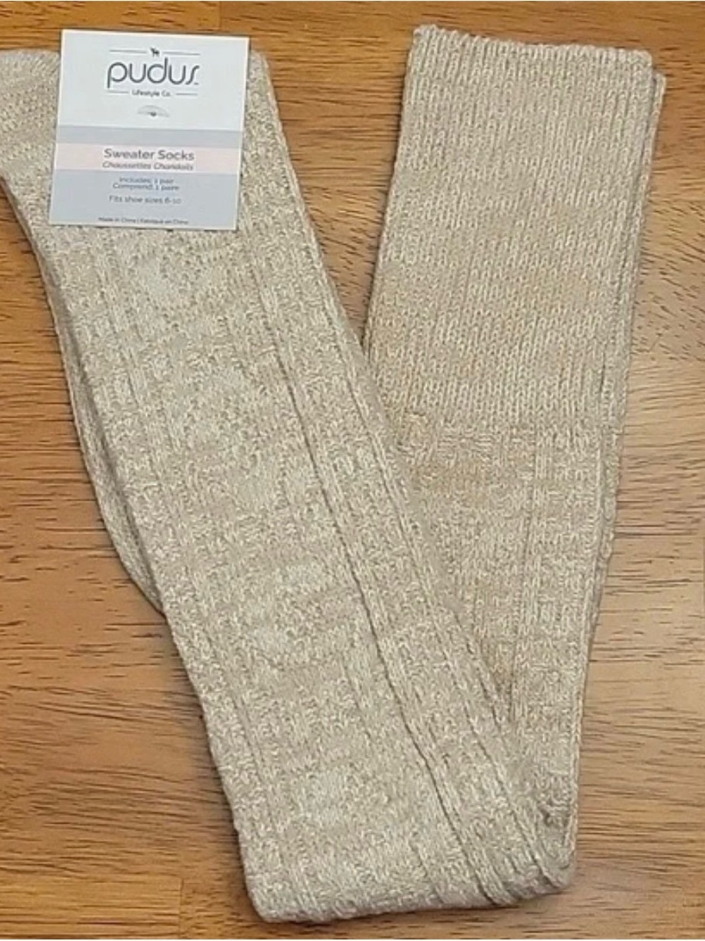 Pudus Lifestyle Co. Beige Sweater Socks Women’s Shoe Size 6-10 New